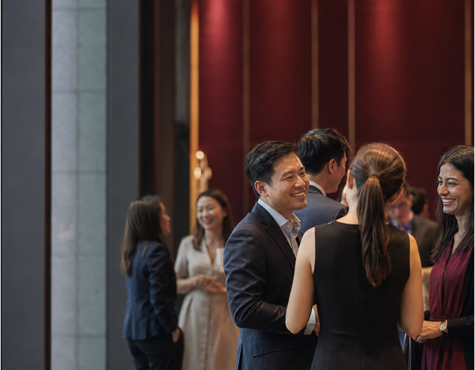 People connecting at a professional networking event
